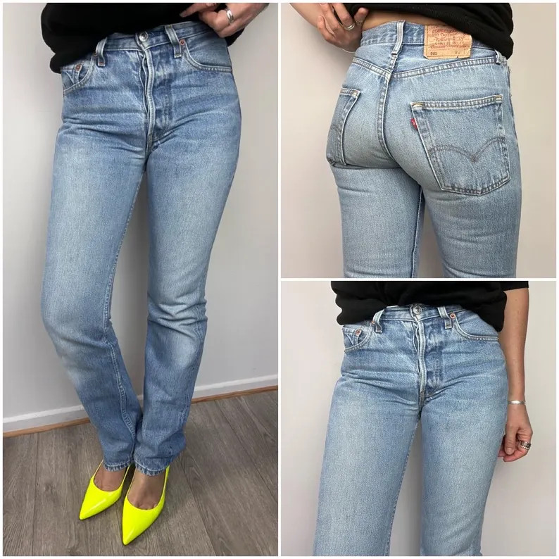 Levis 501 vintage w25 L31 jeans 501s blue stonewash faded 90s Levi’s denim straight leg buttonf... | Etsy (US)