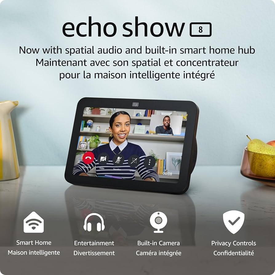 Echo Show 8 (3rd Gen, 2023 release) with adjustable stand | Charcoal | Amazon (CA)
