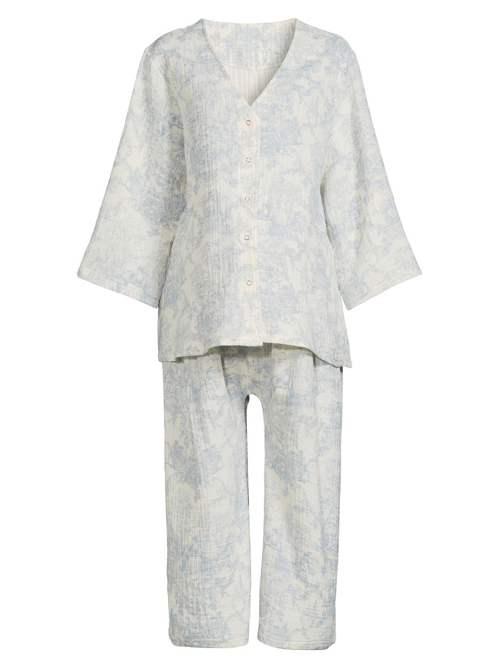 Women's Toile Print Muslin Gauze Nursing Set - Baby Blue - Size Small | Saks Fifth Avenue