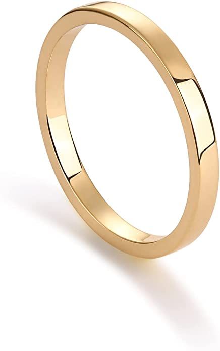 Amazon.com: PAVOI 14K Gold Plated Stacking Ring | Name Band | Personalized Jewelry (Yellow Plated... | Amazon (US)