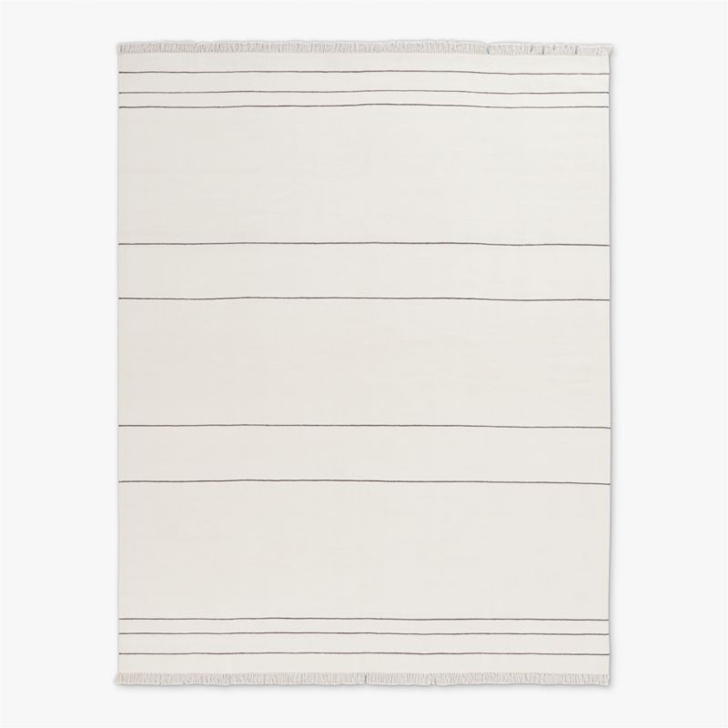 Mieta Handwoven Warm White Stripe New Zealand Wool Area Rug 9'x12' + Reviews | CB2 | CB2