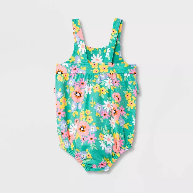 Baby Girls' Floral Romper - Cat & Jack™ Green | Target