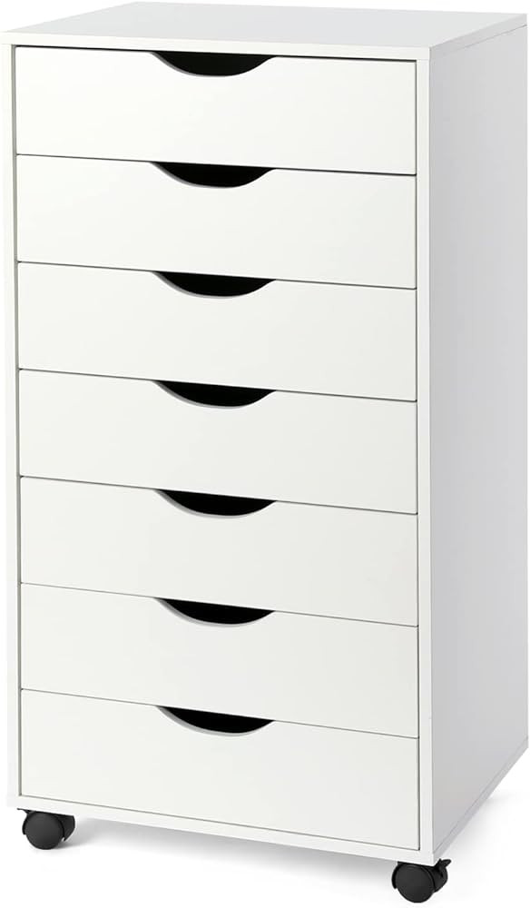 TUSY 7-Drawer Organizer, Tall Chest of Drawers with Caster Wheels, Alex Drawers File for Home Off... | Amazon (US)