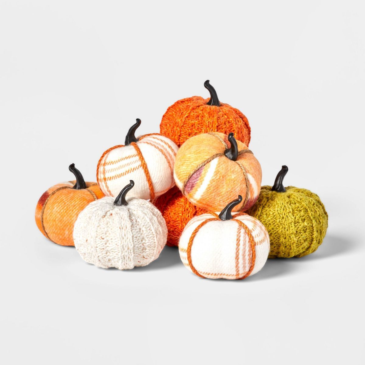 8ct Mixed Colors Knit Pumpkin Harvest Decorative Figurine Set - Hyde & EEK! Boutique™ | Target