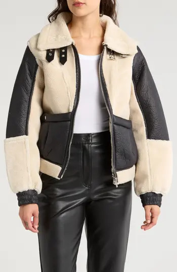 BLANKNYC Blaze Out Bonded Faux Shearling & Faux Leather Jacket at Nordstrom Rack, Size X-Small | Nordstrom Rack