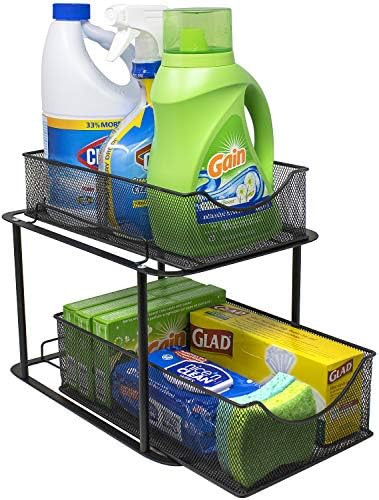 Sorbus 2 Tier Organizer Baskets with Mesh Sliding Drawers Ideal Cabinet, Countertop, Pantry, Under t | Amazon (US)