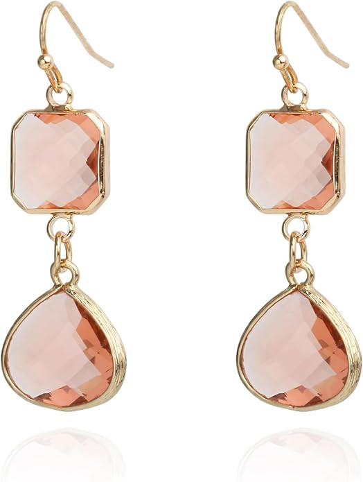 Topaz Dangle Earrings for Women Handmade Crystals Gold Plated Drop Earrings | Amazon (US)