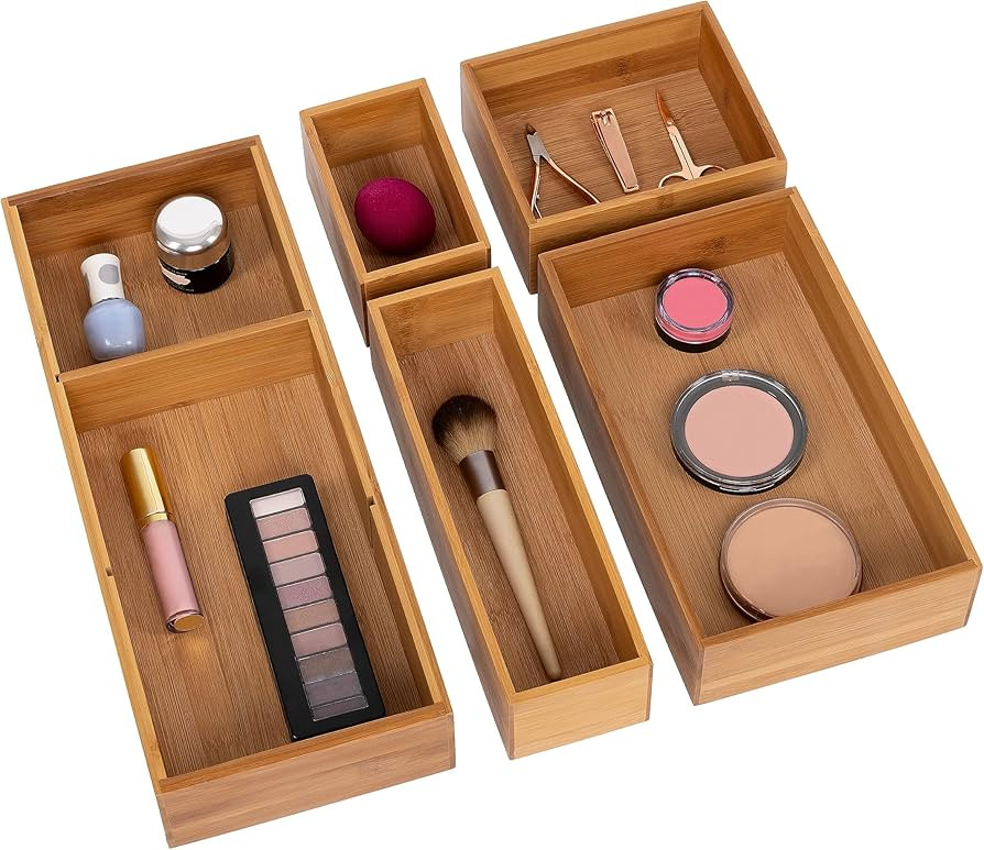 Seville Classics Bamboo Premium Organizer Storage Bins for Kitchen Silverware, Pantry, Closet, Of... | Amazon (US)