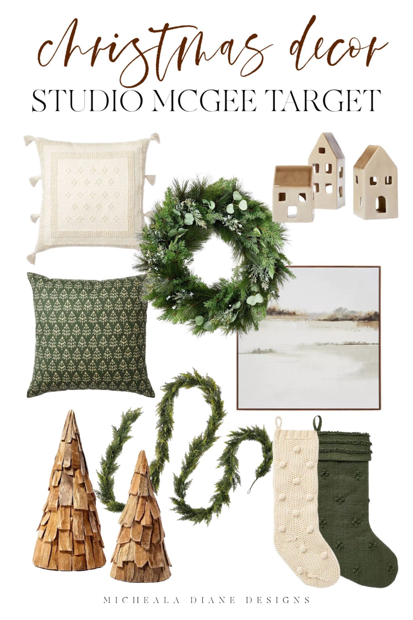 Christmas Decor Studio McGee at Target 2022. Neutral Christmas Decor. Holiday Decor, Christmas art, wreaths, garland, stockings, holiday pillows. 

#LTKHoliday #LTKSeasonal #LTKhome