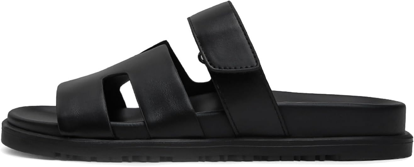 Womens Flat Sandals for Womens Non Slip Velcro Sandals Comfortable Summer Slide Sandals | Amazon (US)