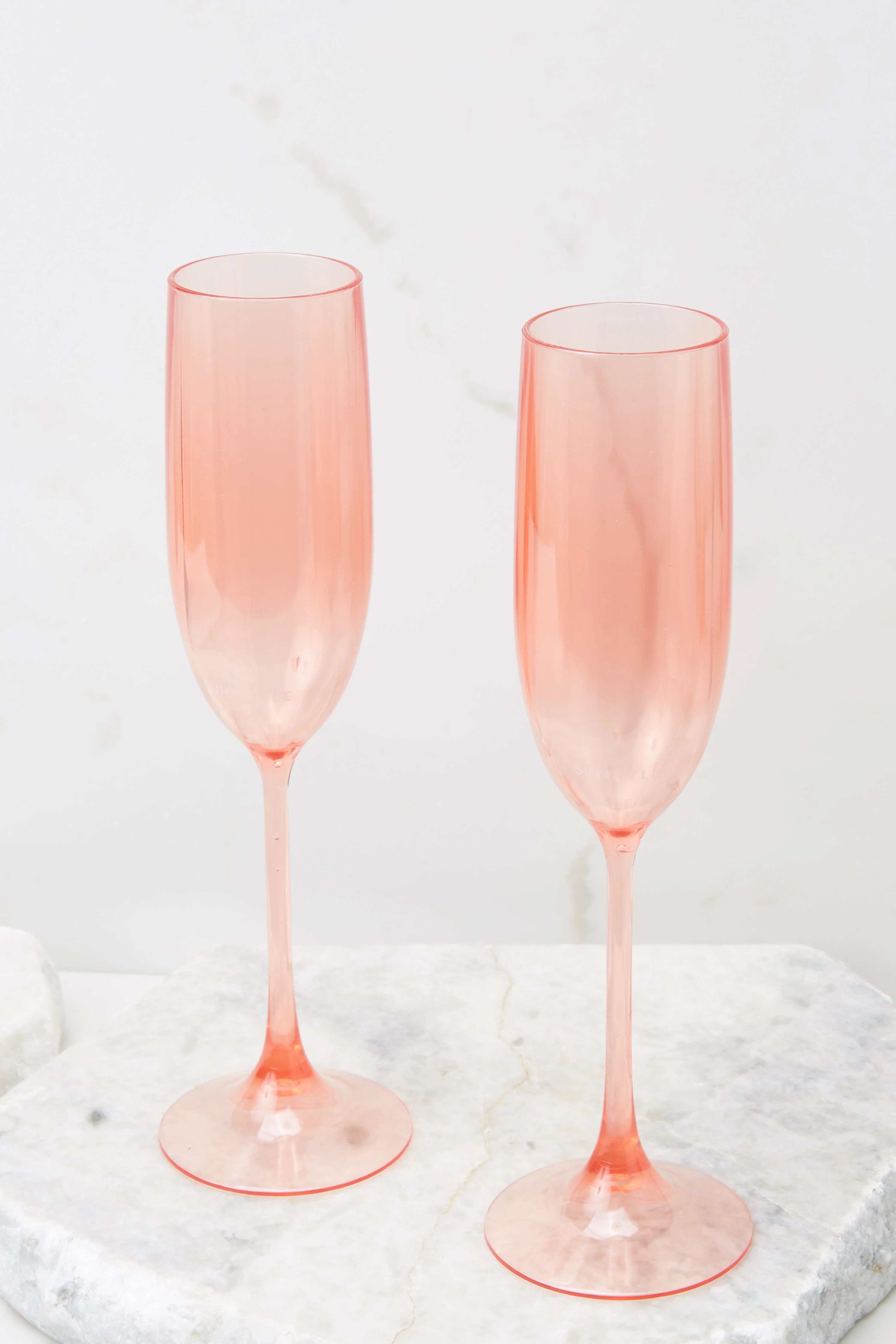 Poolside Champagne Powder Pink Flutes | Red Dress 