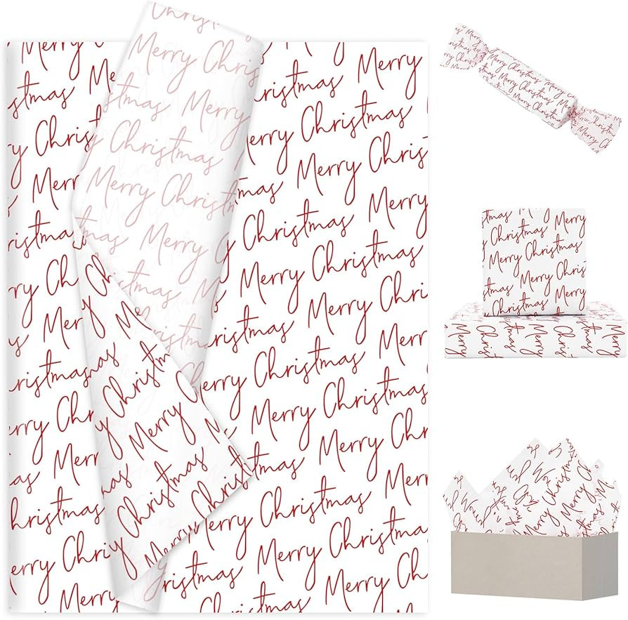 JarThenaAMCS Merry Christmas Tissue Paper Red DIY Art Craft Tissue 14 x 20 Inch Xmas Wrapping Pap... | Amazon (US)