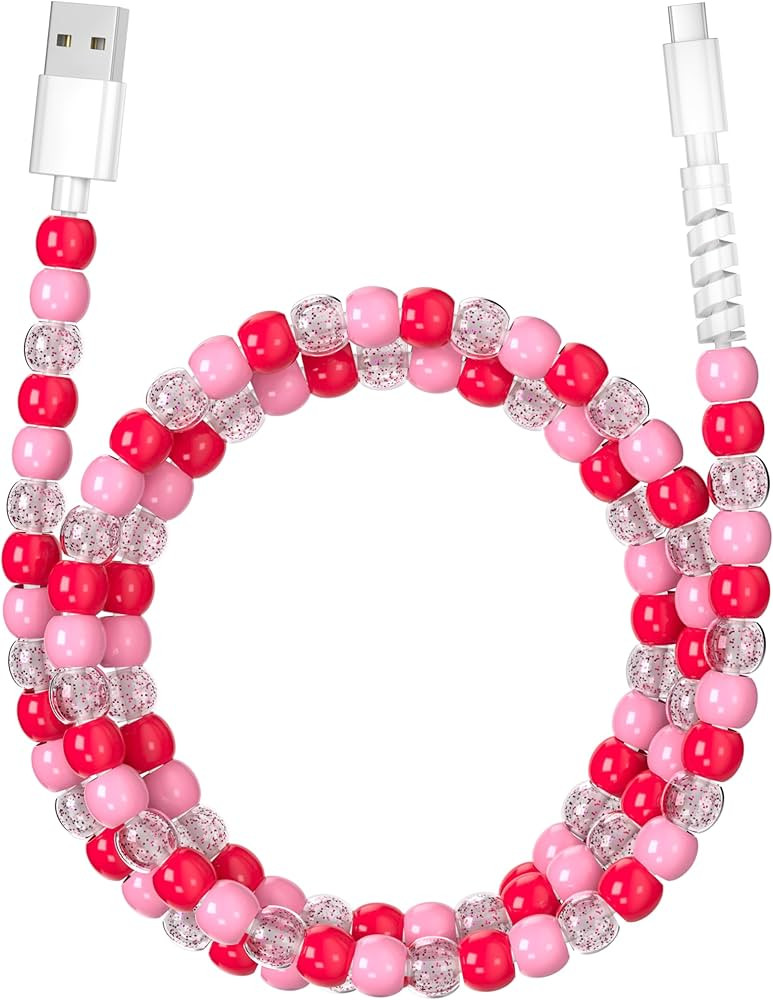 Aolcev USB C Cable for iPhone 17 Charging Cord 3.3FT Cute Beaded USB Type C Charger Cord 66W Fast... | Amazon (US)