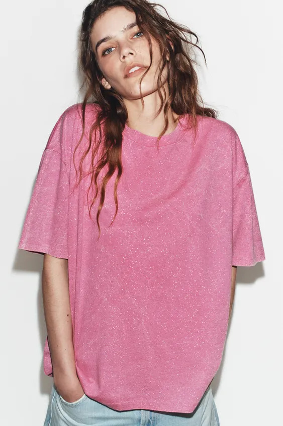 WASHED EFFECT SPARKLY T-SHIRT | Zara US