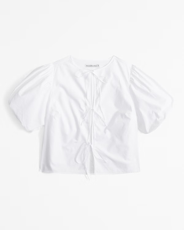 Short-Sleeve Tie-Front Top | Abercrombie & Fitch (US)
