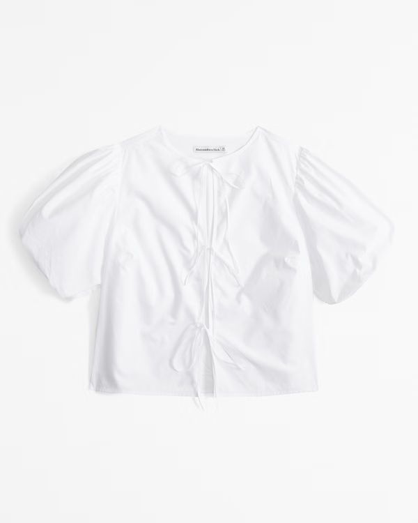 Women's Short-Sleeve Tie-Front Top | Women's New Arrivals | Abercrombie.com | Abercrombie & Fitch (US)