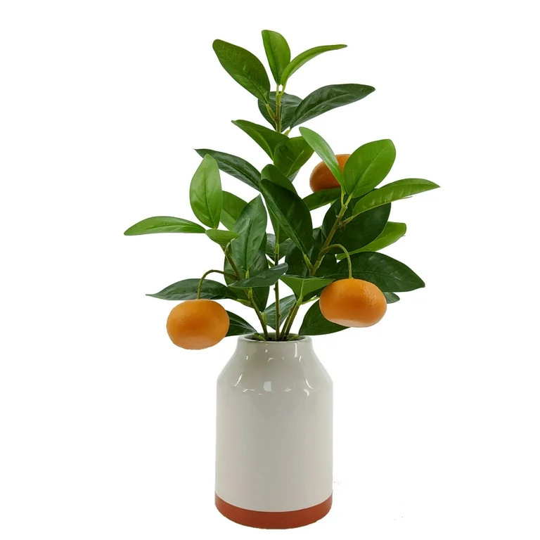 Mainstays by Becky G. & Alejandra 14.5" Artificial Orange Tree in White Ceramic Vase | Walmart (US)