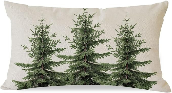 Christmas Tree Pillow Covers 12x20 Inch Vintage Pine Tree Natural Green Christmas Decorations Out... | Amazon (US)