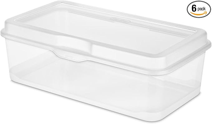 Sterilite 6-Pack FlipTop Stackable Rectangular Storage Bin with Hinging Lid, Clear | Amazon (US)