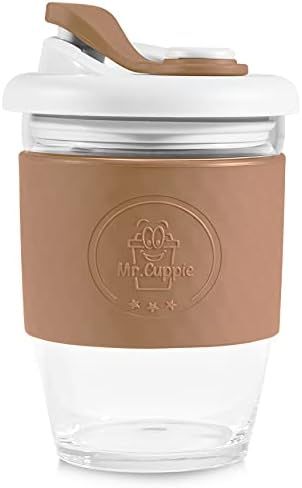 Mr.Cuppie 16 oz Glass Reusable Coffee Cups with Lids, Glass Travel Mugs with Non-slip Sleeve Dish... | Amazon (US)