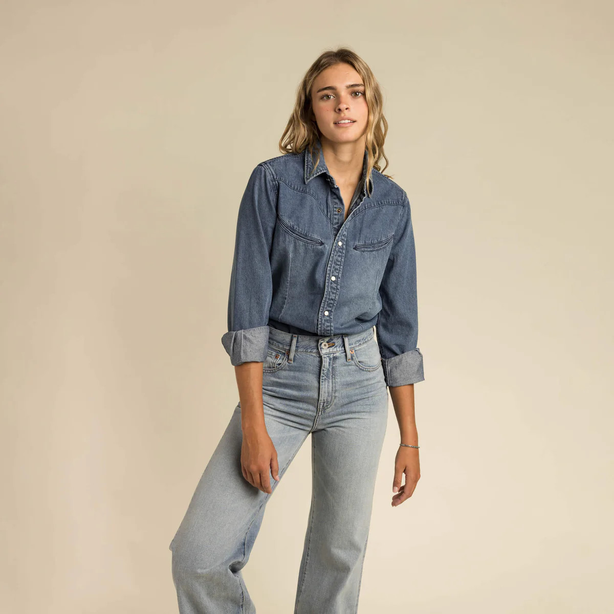 Women's Hondo Pearl Snap Denim Shirt | Sendero Provisions Co.