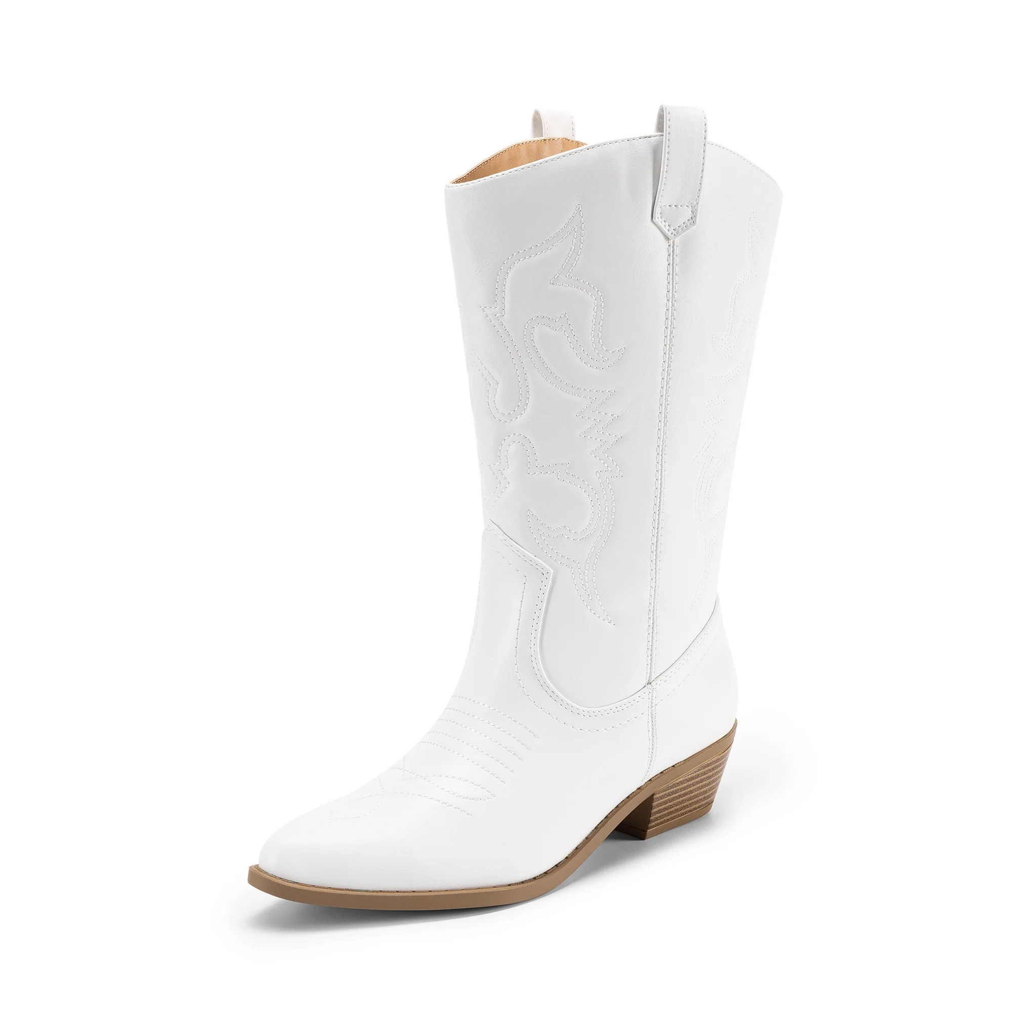 Women's Wide Calf Cowboy Boots Mid Calf Western Cowgirl Boots Pull On Comfortable Riding Boots - ... | Walmart (US)
