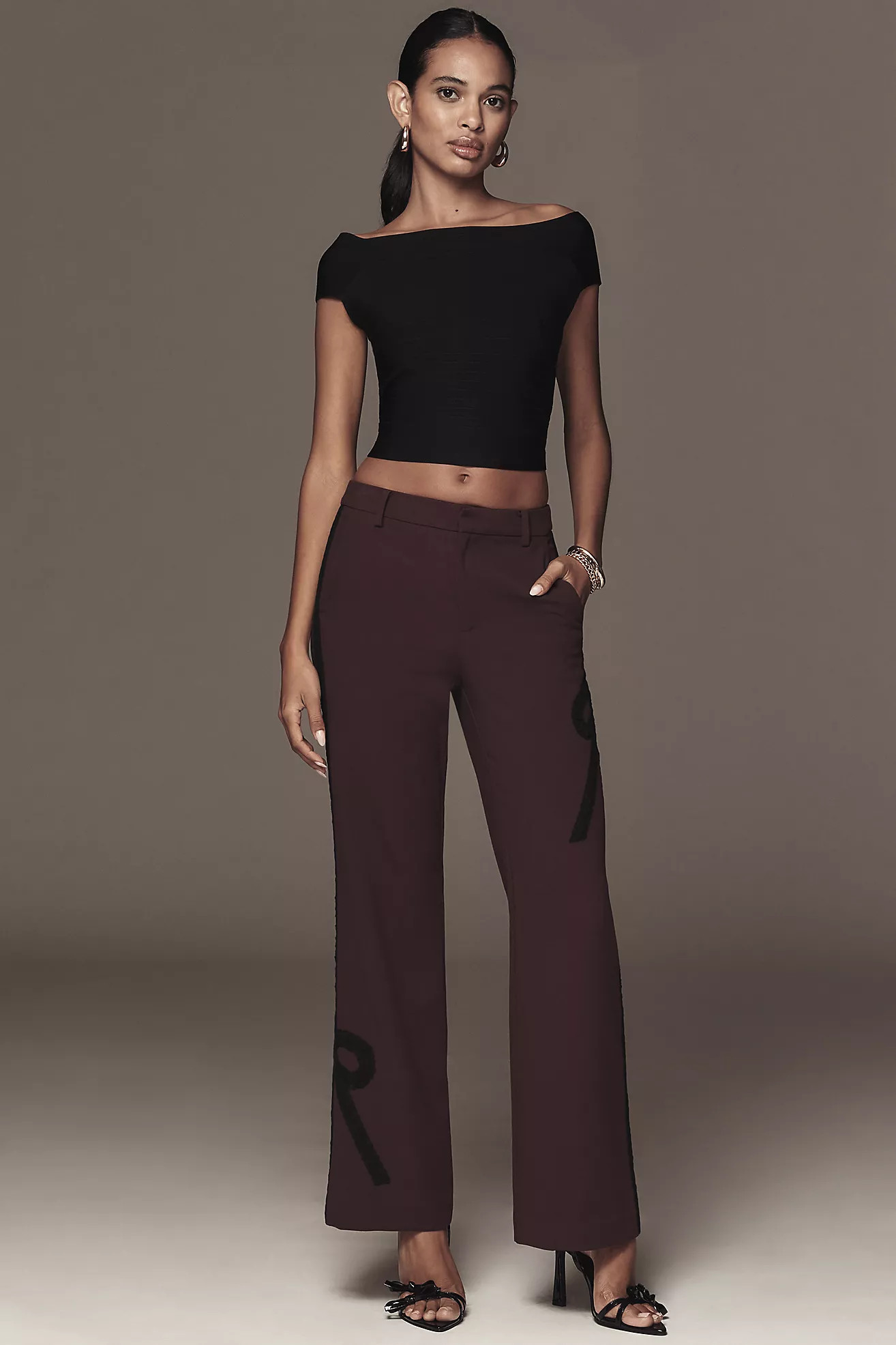 Maeve Ribbon Slim Flare Trouser | Anthropologie (US)