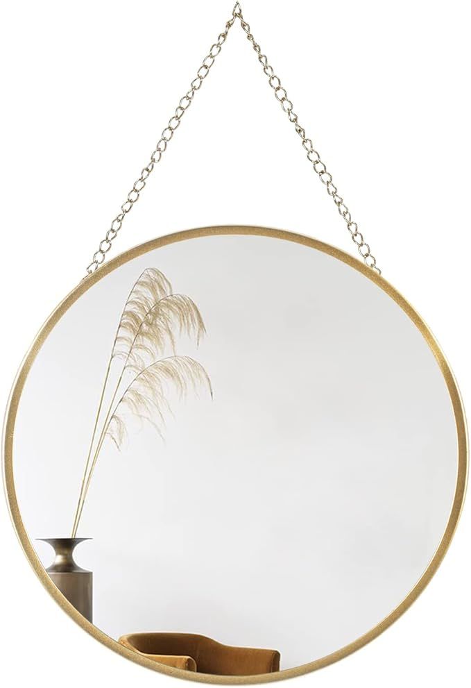 Hanging Circle Mirror Wall Decor Gold Round Mirror with Hanging Chain for Bathroom, Bedroom, Vani... | Amazon (US)