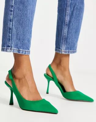 ASOS DESIGN Simmer slingback stiletto mid shoes in green | ASOS | ASOS (Global)
