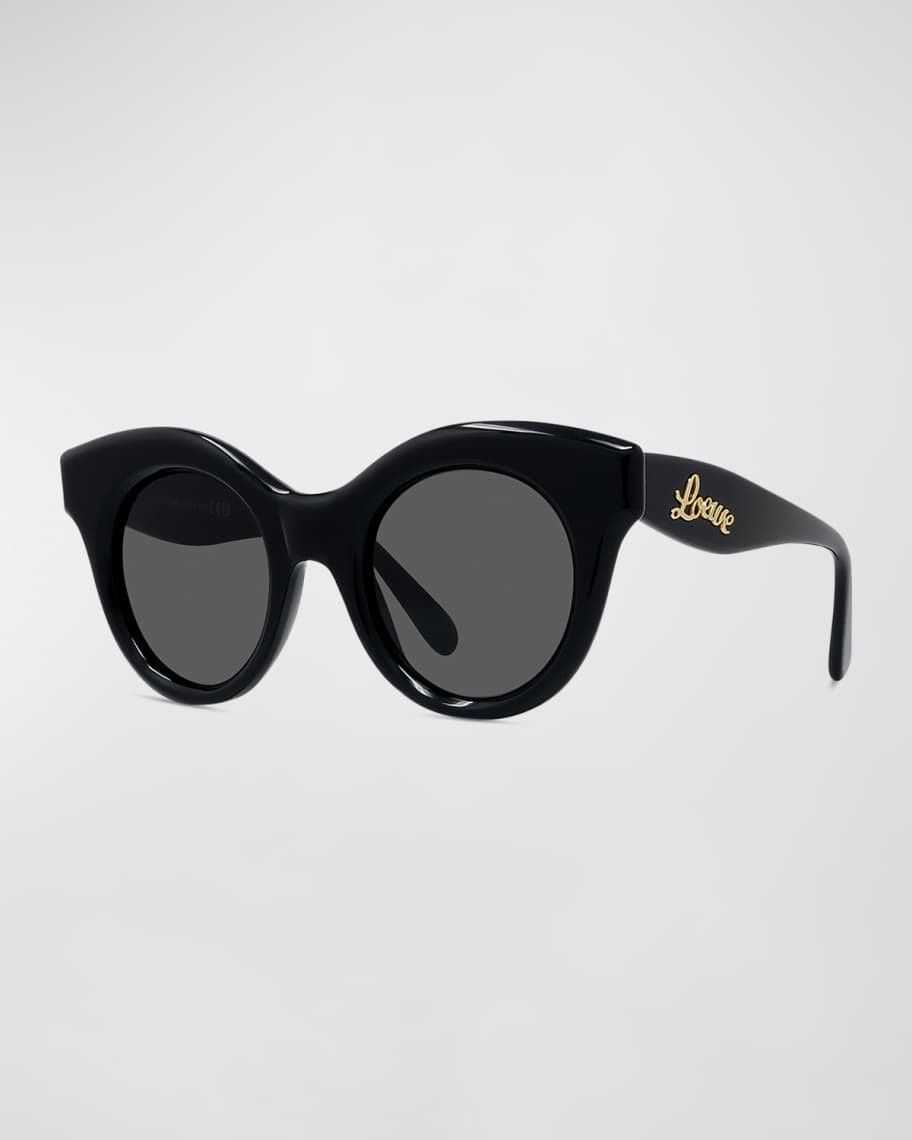 Curved Logo Acetate & Nylon Cat-Eye Sunglasses | Neiman Marcus