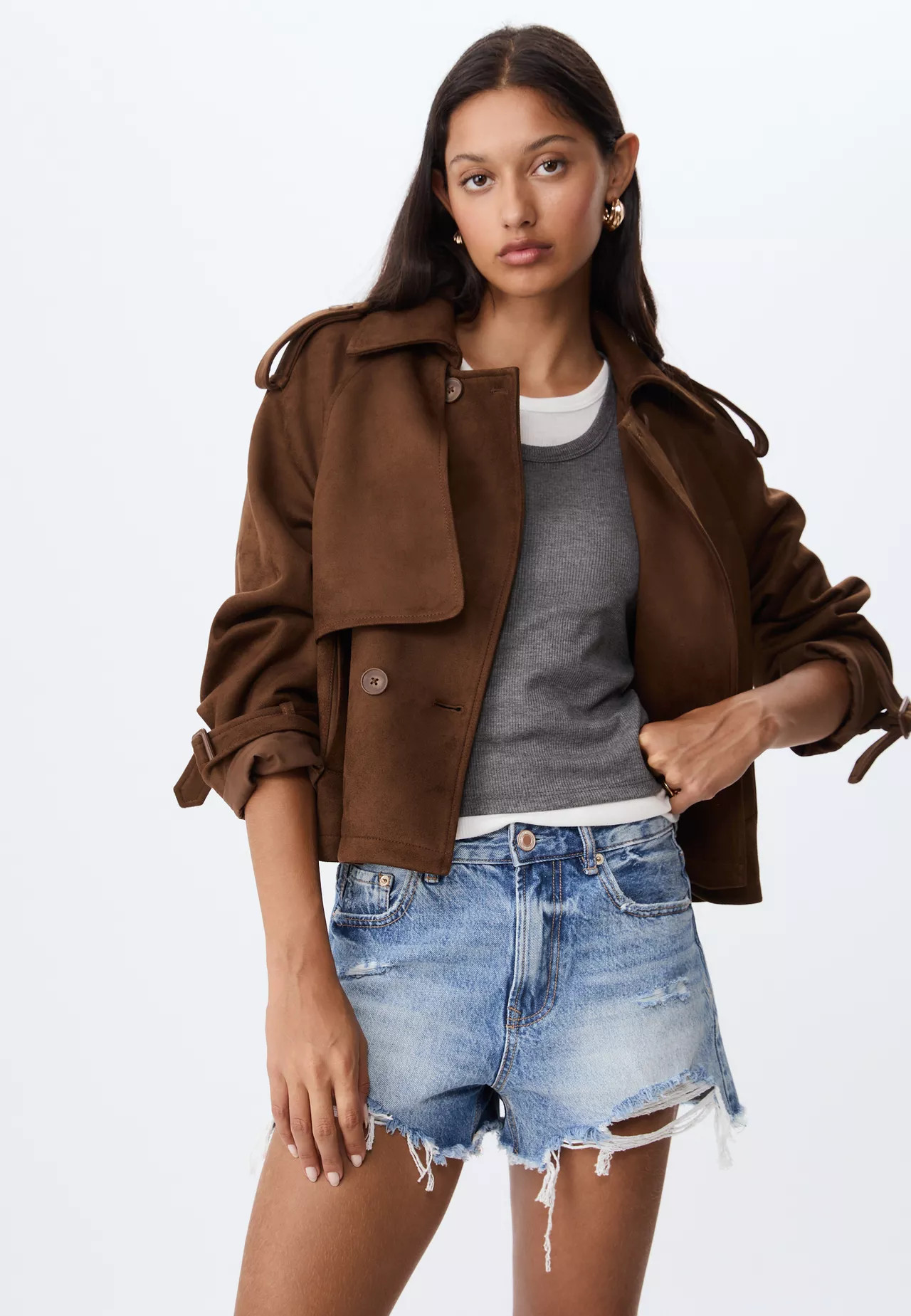 Short faux suede trench coat - Women's Stradimarket | Stradivarius United Kingdom | Stradivarius (UK)