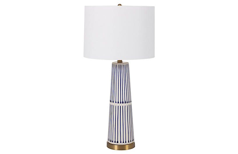Sophie Table Lamp, Navy/White | One Kings Lane