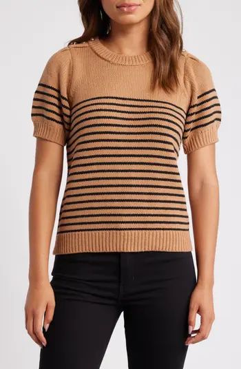 CeCe Stripe Shoulder Button Sweater | Nordstrom | Nordstrom