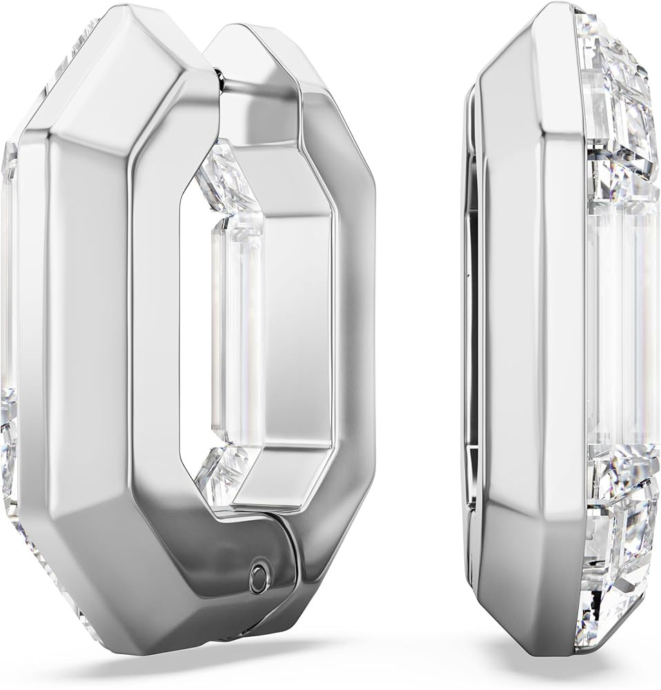 Swarovski Lucent Hoop Earrings, Octagon Shape, Small, Clear | Amazon (US)