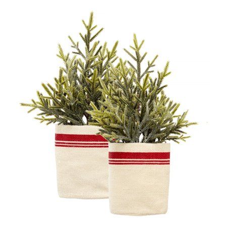 Holiday Time 14" Potted Pine Christmas Tree, Set of 2 | Walmart (US)