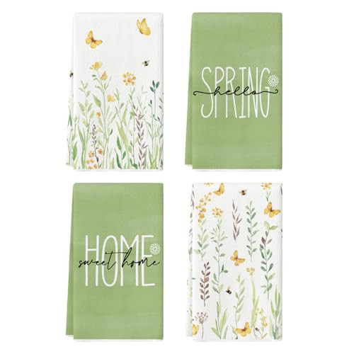 Artoid Mode Flower Home Spring Kitchen Towels Dish Towels, 18x26 Inch Seasonal Decoration Hand Towels Set of 4 | Amazon (US)