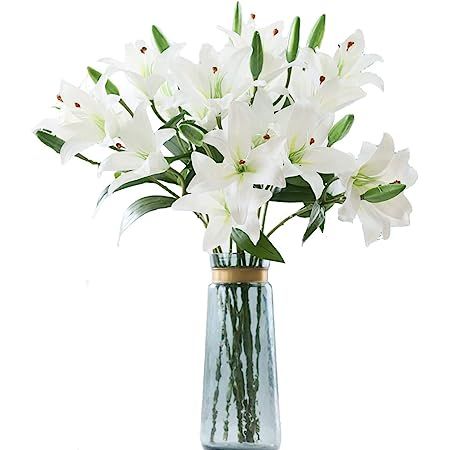 JEDAW Artificial Flowers Tiger Lily Real Touch Fake Flowers for Wedding Home Party Garden Shop Offic | Amazon (US)