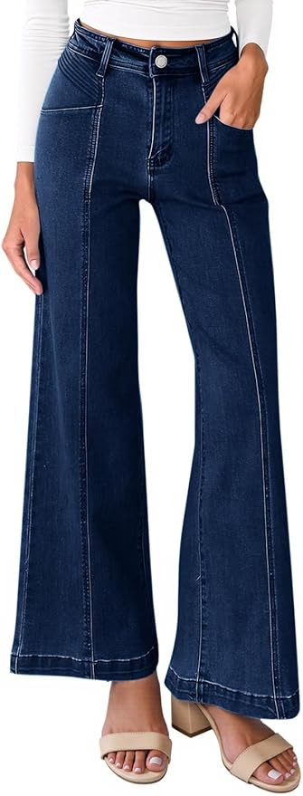 Cicy Bell Womens Straight Wide Leg Jeans High Waisted Vintage Loose Baggy Flare Denim Pants with ... | Amazon (US)