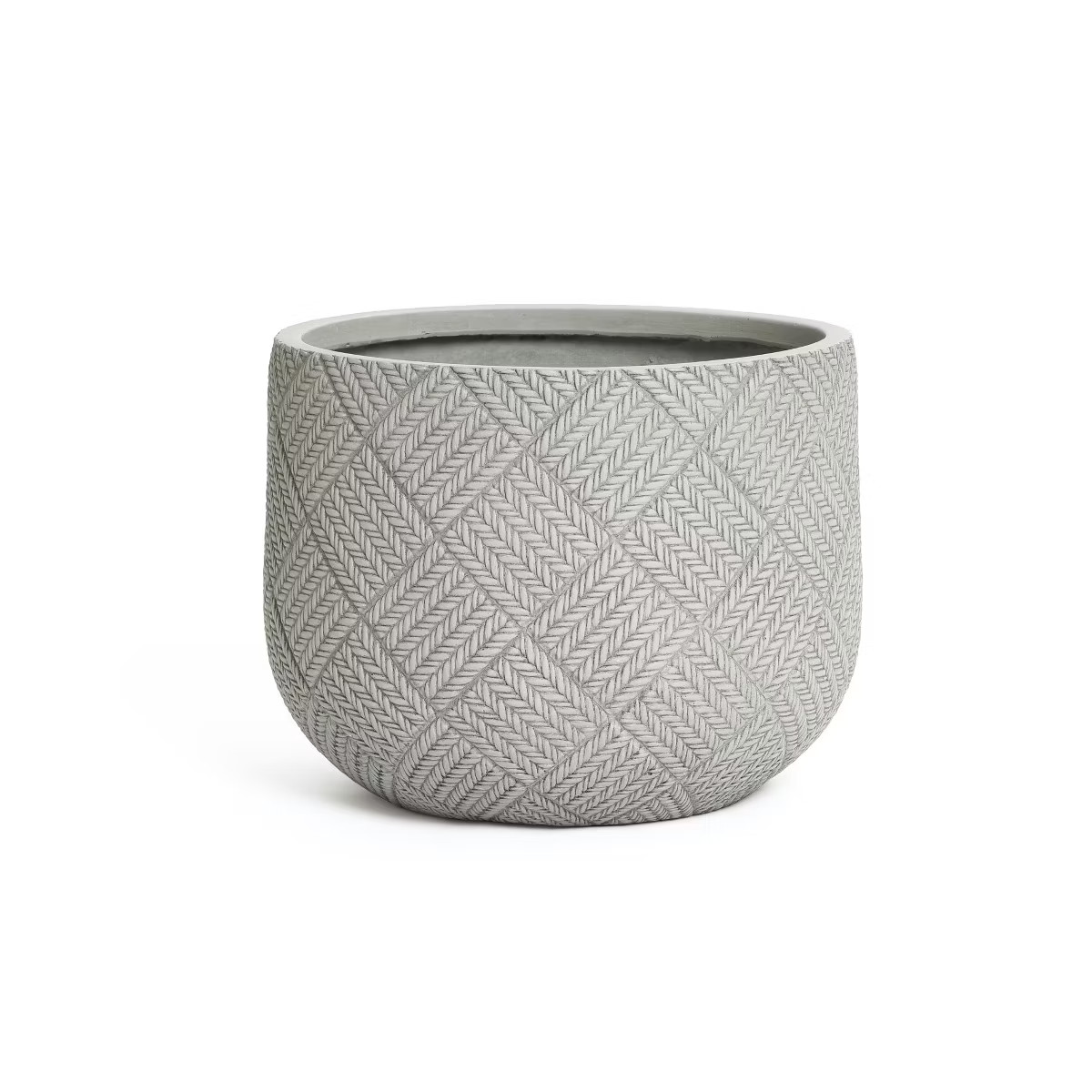 LuxenHome Misty Gray Glen Pattern 13.6-Inch Tall MgO Round Planter, Indoor and Outdoor | Target