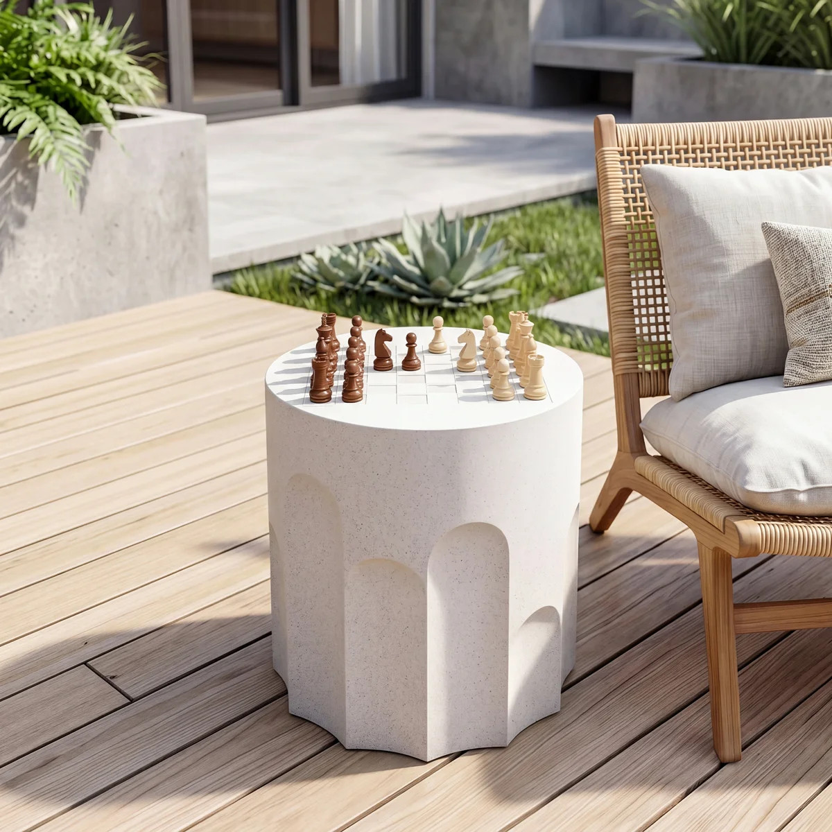 Modern Cylindrical Chessboard Side Table | Wayfair North America