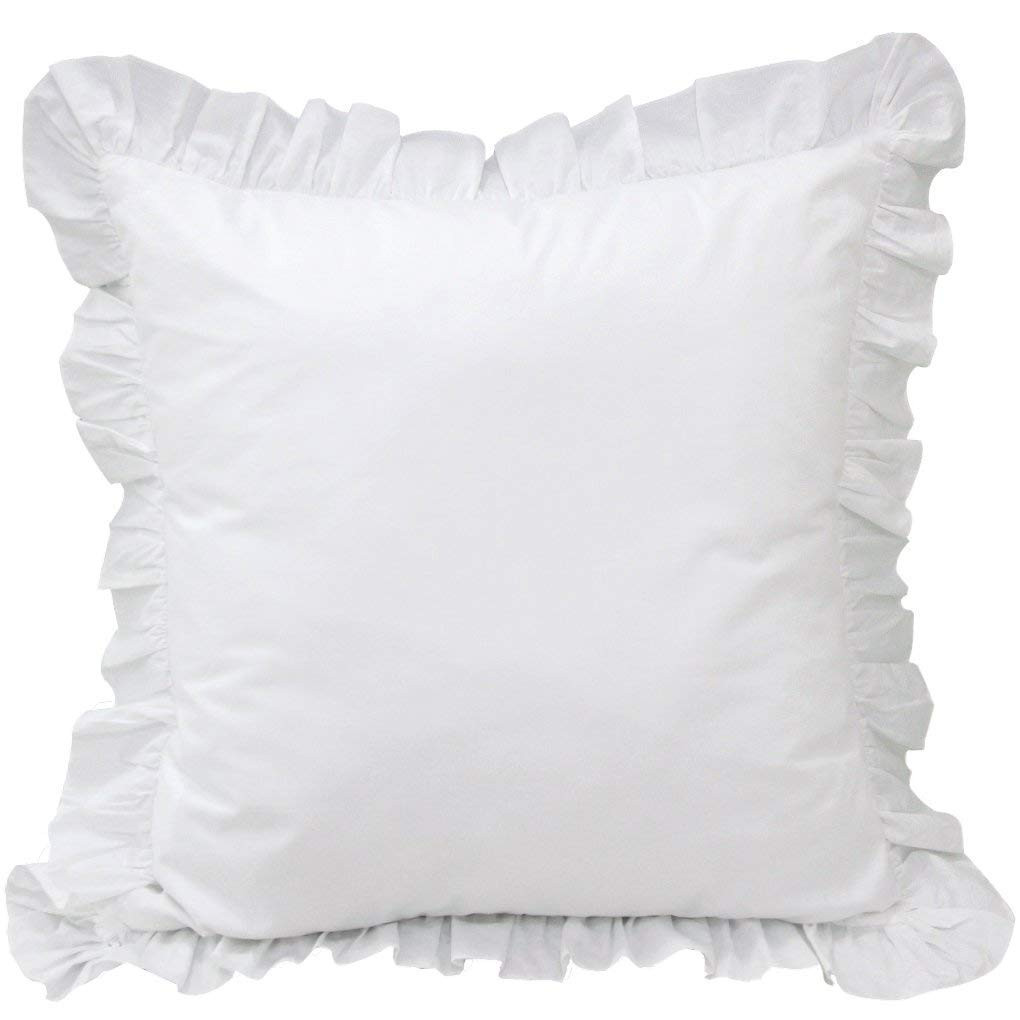Precious Star Linen White Edge Ruffle European Square 24x24 Inch Pillow Shams Long-Staple Egyptia... | Amazon (US)