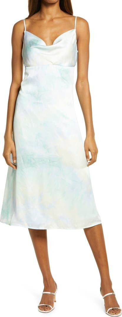 Tranquil State Tie Dye Satin Midi Dress | Nordstrom