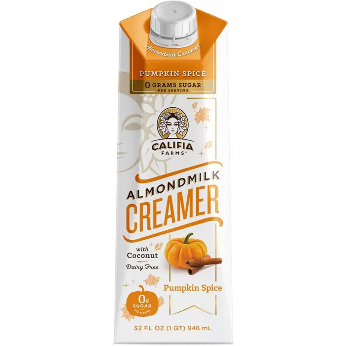 Califia Farms Dairy Free Pumpkin Spice Almondmilk Coffee Creamer  - 1qt | Target