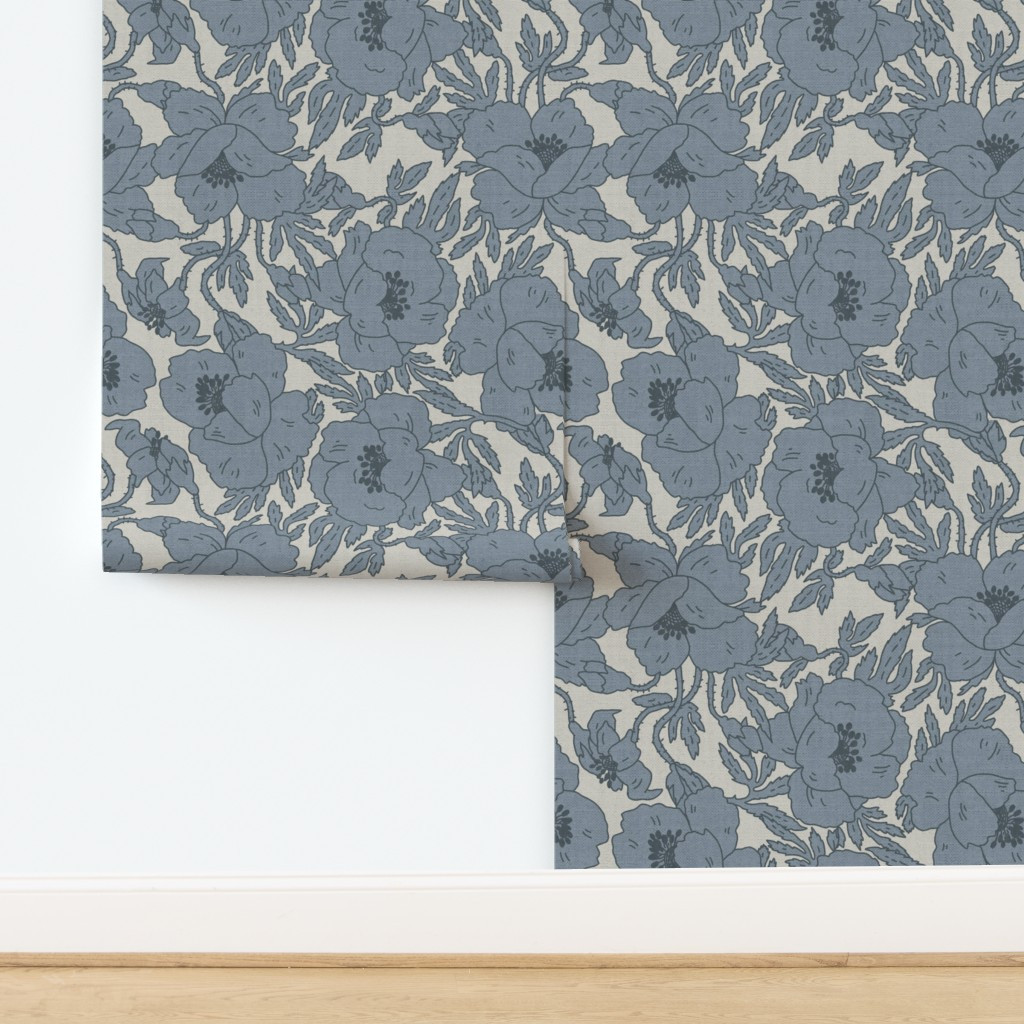 Wallpaper in POPPY BLUE | Spoonflower