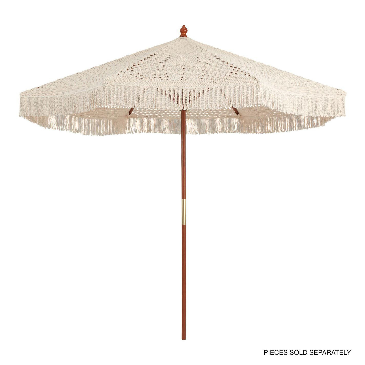 Natural Macrame 9 Foot Replacement Umbrella Canopy with Fringe | World Market