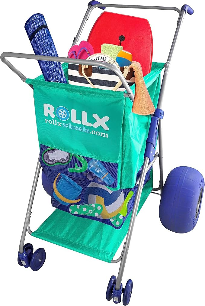 RollX Beach Cart with Big Balloon Wheels for Sand, Foldable Storage Wagon with 13 Inch Beach Tire... | Amazon (US)