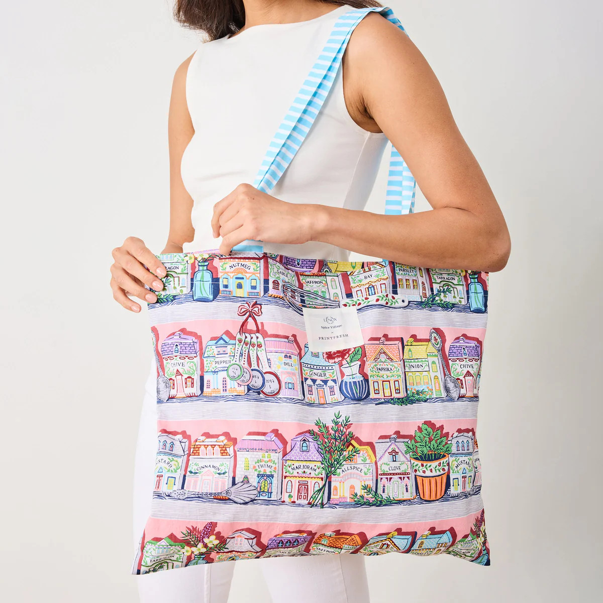 Lenox Spice Village x Printfresh On-the-Go Tote - Pink Kitchen | Lenox