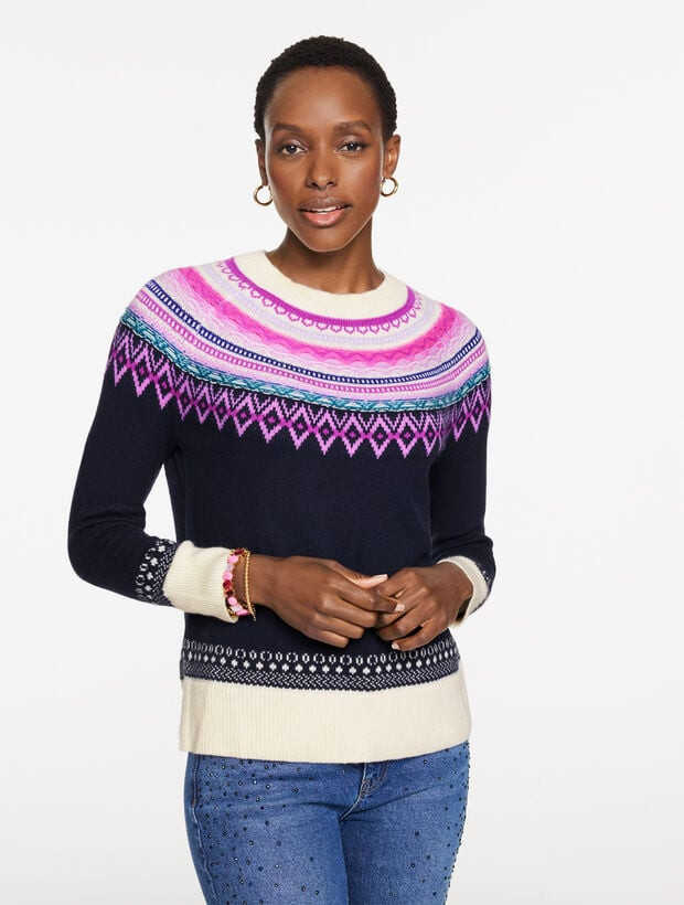 Crewneck Sweater - Float Fair Isle Yoke | Talbots