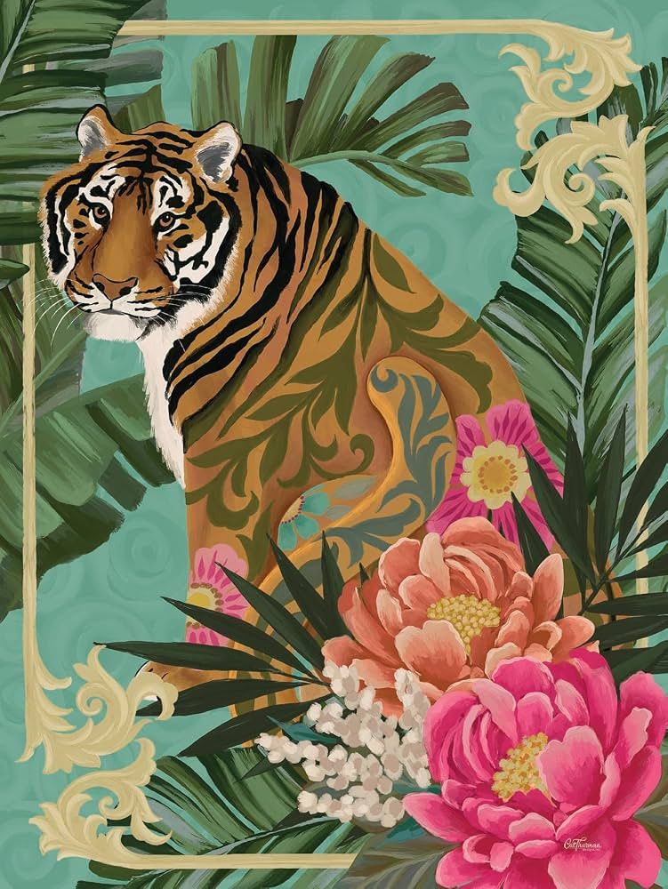 Floral Patterns Wall Art, Floral Tiger Custom Framed Home Décor, 12x16, 50 Custom Frame Options | Amazon (US)