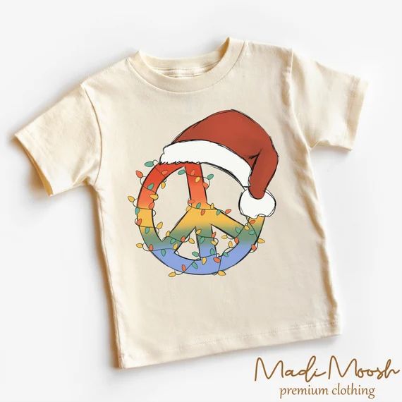 Peace Sign Santa Christmas Toddler Shirt  Retro Hippie Santa - Etsy | Etsy (US)